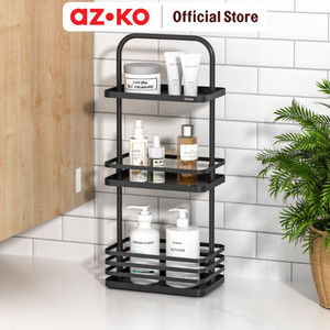 AZKO Stora 26X17 Cm Rak Kamar Mandi Knockdown Organizer Serbaguna Rak Sabun Shampoo Tempat Peralatan Mandi Bathroom Wall Shelves - 26x17x40.4cm