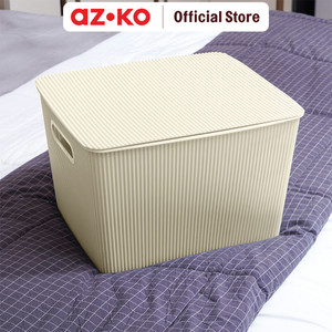 AZKO Stora Doric Kotak Penyimpanan Dengan Tutup Kotak Serbaguna Plastik Wadah Simpan Storage Box Dengan Handle Boks Organizer - Abu-abu, 4