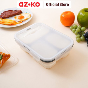 AZKO Ataru Kotak Makan Silikon Lunch Box Food Grade Food Box Dengan Clip Kotak Bekal Makan Bpa Free Wadah Makanan