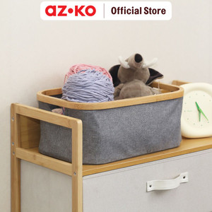 AZKO Stora Kotak Penyimpanan Soft Sleeve Bamboo Storage Box Tempat Alat Tulis Makeup Aksesoris Serbaguna Wadah Penyimpanan Multifungsi Organizer Meja - Abu-abu, 1 Kompartemen