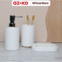 AZKO Stora Tempat Sabun Tutup Kayu Dan Tempat Sikat Gigi Liquid Soap Container Tabung Tempat Sabun Serbaguna Aksesoris Kamar Mandi Perlengkapan Rumah Tangga - Putih, Dispenser Sabun