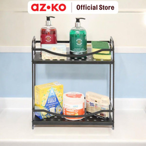 AZKO Stora Rak Kamar Mandi 2 Tingkat Alumunium Organizer Serbaguna Rak Sabun Shampoo Tempat Peralatan Mandi Bathroom Racks - Rak