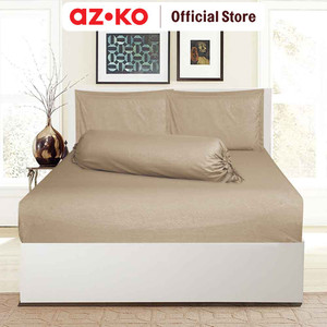 AZKO Sleeplite Set Seprai Microfiber Emboss Sprei Motif Embos Seprai Aesthetic Seprei Sheet Set Bed Sheet Aksesoris Tempat Tidur Set Sarung Bantal Sarung Guling - Cokelat, King