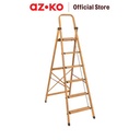 AZKO Fixsteps 1.7 mtr Tangga Lipat Aluminium Slim Motif Kayu 6 Step Multifunction Household Ladder Peralatan Rumah Tangga Tangga Buka Tutup Foldable Ladder