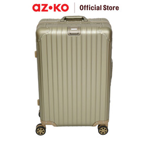 AZKO Luggo Shield Koper Aluminium Tsa Lock Hardcase Luggage Koper Bagasi Dengan Tsa Tas Jalan-Jalan Travel Bag Tas Roda - Silver, 28 inci