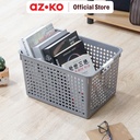 AZKO Stora Dots Keranjang Penyimpanan Deep Handle Storage Basket Kotak Penyimpanan Serbaguna Bin Organizer Tempat Simpan Barang - Abu-abu, 16