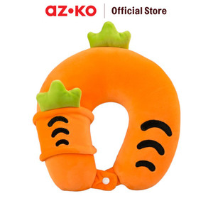 AZKO Passport Bantal Leher Anak Dengan Penutup Mata Neck Cushion Travel Bantal Mobil U-Neck Car Pillow Sandaran Leher - Carrot