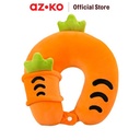 AZKO Passport Bantal Leher Anak Dengan Penutup Mata Neck Cushion Travel Bantal Mobil U-Neck Car Pillow Sandaran Leher - Carrot