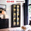 AZKO Masterspace Haka Lemari Pajang Besi Display Cabinet Kabinet Koleksi Pajangan Furniture Indoor Rak Tempat Hiasan Dekorasi Rumah - Hitam, 59.8x35.5x150cm