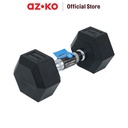 AZKO Kinetic Dumbbell Rubber Hexagonal 7.5 kg - Hitam Barbel Alat Fitness Alat Gym Peralatan Angkat Beban
