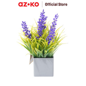 AZKO Arthome 20 cm Tanaman Artifisial Grass Lavender Dengan Pot - Biru Tumbuhan Tanaman Buatan Dekorasi Plant Sintetis Pajangan Rumah Serbaguna Hiasan Properti Foto