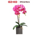 AZKO Arthome Tanaman Artifisial Orchid 2 Stem Dengan Pot - Pink Fuschia Tumbuhan Tanaman Buatan Dekorasi Plant Sintetis Pajangan Rumah Serbaguna Hiasan Properti Foto
