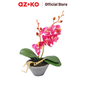 AZKO Arthome Tanaman Artifisial Orchid Dengan Pot - Ungu Tumbuhan Tanaman Buatan Dekorasi Plant Sintetis Pajangan Rumah Serbaguna Hiasan Properti Foto