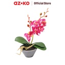 AZKO Arthome Tanaman Artifisial Orchid Dengan Pot - Ungu Tumbuhan Tanaman Buatan Dekorasi Plant Sintetis Pajangan Rumah Serbaguna Hiasan Properti Foto