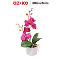 AZKO Arthome Tanaman Artifisial Orchid Fascia Dengan Pot - Ungu Tumbuhan Tanaman Buatan Dekorasi Plant Sintetis Pajangan Rumah Serbaguna Hiasan Properti Foto