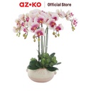 AZKO Arthome Bunga Artifisial Orchid 7 Stem Dengan Pot - Pink Tumbuhan Buatan Bunga Hias Cantik Sintetis Tanaman Artificial Dekorasi Flower Pajangan Rumah Serbaguna Hiasan Properti Foto