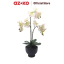 AZKO Arthome Bunga Artifisial Orchid White 3 Stem Dengan Pot - Putih/Pink Tumbuhan Buatan Bunga Hias Cantik Sintetis Tanaman Artificial Dekorasi Flower Pajangan Rumah Serbaguna Hiasan Properti Foto