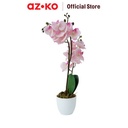 AZKO Arthome 50 cm Bunga Artifisial Orchid Dengan Pot - Pink Pastel Tumbuhan Buatan Bunga Hias Cantik Sintetis Tanaman Artificial Dekorasi Flower Pajangan Rumah Serbaguna Hiasan Properti Foto