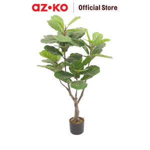 AZKO Arthome 115 cm Tanaman Artifisial Fiddle Fig Dengan Pot Tumbuhan Tanaman Buatan Dekorasi Plant Sintetis Pajangan Rumah Serbaguna Hiasan Properti Foto