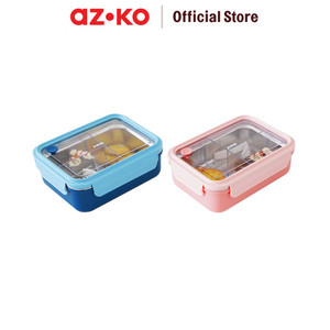 AZKO Kris 1.1 ltr Kotak Makan 3 Sekat Lunch Box Food Grade Food Box Dengan Clip Kotak Bekal Makan Wadah Makanan - Pink