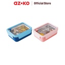 AZKO Kris 1.1 ltr Kotak Makan 3 Sekat Lunch Box Food Grade Food Box Dengan Clip Kotak Bekal Makan Wadah Makanan - Pink