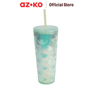 AZKO Kris Misty Tumbler Dengan Sedotan Botol Minuman Tempat Air Minum Dengan Sedotan Water Bottle Food Grade Perlengkapan Minum - Turquoise