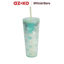 AZKO Kris Misty Tumbler Dengan Sedotan Botol Minuman Tempat Air Minum Dengan Sedotan Water Bottle Food Grade Perlengkapan Minum - Turquoise