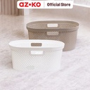 AZKO Stora 58X37.5X26.5 cm Keranjang Laundry Oval Tempat Baju Pakaian Kotor Wadah Cucian Laundry Basket Perlengkapan Rumah Tangga - Putih