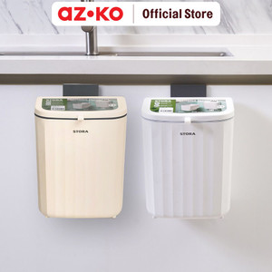 AZKO Stora 9 ltr Tempat Sampah Gantung Dengan Hook Hanging Trash Tong Sampah Wadah Pembuangan Alat Kebersihan Indoor Trash Bin - Krem