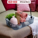 AZKO Stora Kotak Penyimpanan Clear Basket Pet Kotak Serbaguna Plastik Wadah Simpan Storage Box Dengan Handle Boks Organizer - Abu-abu, S