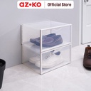 AZKO Stora Set 2 Pcs Kotak Sepatu Side Open - Putih Shoe Box Storage Container Sepatu Wadah Penyimpanan Alas Kaki