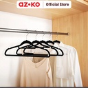 AZKO Stora Set 24 Pcs Hanger Plastik Velvet - Hitam Henger Gantungan Baju Serbaguna Suit Hook Perlengkapan Rumah Tangga