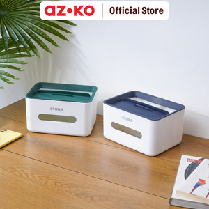 AZKO Stora Kotak Tisu Dengan Kompartemen Tissue Box Holder Tempat Tisu Aesthetic Wadah Penyimpanan Tisyu Perlengkapan Rumah Tangga - Biru