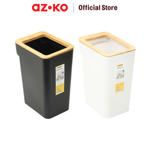 AZKO Krisbow Tempat Sampah Dengan Bambu Ring Tong Sampah Plastik Wadah Pembuangan Alat Kebersihan Indoor Trash Bin - Hitam, 7