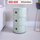 AZKO Stora Laci Penyimpanan Dengan Pintu Geser Round Multipurpose Drawer Tempat Organizer Laci Penyimpanan Alat Tulis Wadah Simpan Serbaguna - Pink, 2 Tingkat