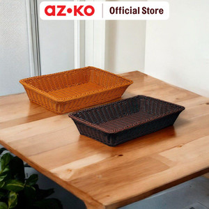 AZKO Stora 55X35X1 cm Keranjang Parcel Plastik Storage Basket Kotak Penyimpanan Serbaguna Bin Organizer Tempat Simpan Barang - Cokelat