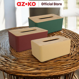 AZKO Stora 21X13X9.8 cm Kotak Tisu Dengan Tutup Bambu Tissue Box Holder Kotak Tisu Aesthetic Wadah Penyimpanan Tisyu Perlengkapan Rumah Tangga - Hijau