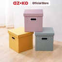 AZKO Stora 3X3 cm Kotak Penyimpanan Lipat Soft Dengan Tutup Wadah Kotak Simpan Serbaguna Foldable Storage Box Dengan Handle Boks Organizer - Kuning