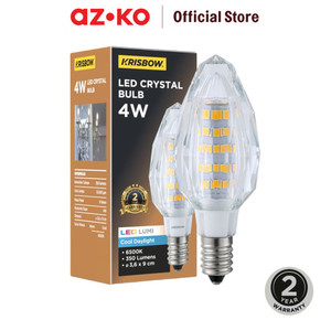 AZKO Krisbow Bohlam Led Candle Crystal 4 Watt Cool Daylight E14 - Putih - 4 Watt, Cool Daylight
