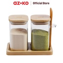AZKO Kris 250 ml Set 2 Pcs Greek Tempat Bumbu Dapur Kaca Borosilicate Spice Jar Tempat Penyimpanan Bumbu Perlengkapan Dapur Seasoning Jar