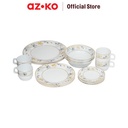 AZKO Delicia Set 20 Pcs Gleaves Perlengkapan Makan Dinner Set Plate Aesthetic Eating Utensils Peralatan Makan Set Piring Gelas Mangkok