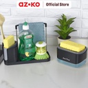 AZKO Stora Tempat Alat Cuci Piring Dengan Dispenser Sabun Kitchen Sink Organizer Wadah Simpan Perlengkapan Cuci Piring Tempat Sponge Lap Botol Sabun Organizer Westafel