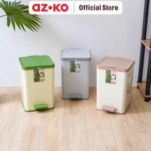 AZKO Stora Tempat Sampah Pedal Soft Close Tong Sampah Pedal Wadah Pembuangan Alat Kebersihan Indoor Trash Bin - Krem
