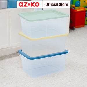 AZKO Stora 2X27.5X14.5 cm Set 3 Pcs Kotak Penyimpanan Storage Box Tempat Alat Tulis Makeup Aksesoris Serbaguna Wadah Penyimpanan Multifungsi Organizer Meja - Biru