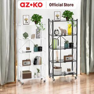 AZKO Stora Rak Penyimpanan Foldable Rak Besi Lipat Organizer Serbaguna Tempat Simpan Barang Multifungsi Rak Storage Perlengkapan Rumah Tangga - Hitam