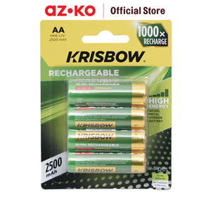AZKO Krisbow Baterai Rechargeable Aa Batre Isi Ulang Peralatan Elektronik Battery Rechargeable - 2500 mAh