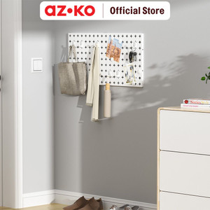 AZKO Stora Papan Organizer Dinding Metal Wall Mounted Set Pegboard Decorative Wall Wall Mounted Metal Wire Board Organizer Tembok - Abu-abu, Metal