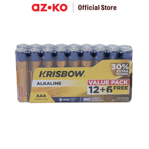 AZKO Krisbow Set 18 Pcs Baterai Alkaline Aaa Lr03-1.5V