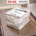 AZKO Stora 42X30X26 cm Kotak Penyimpanan Lipat Fabric - Krem