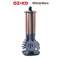 AZKO Kris Set 6 Pcs Peralatan Masak Silikon Dengan Rotating Stand - Abu